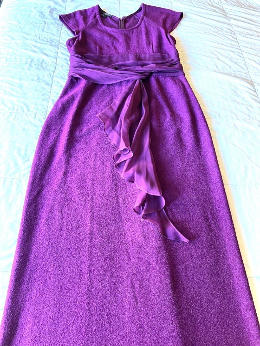 St John Dress Purple Magenta Elegant Aubergine Wool Crepe Long Gown Sz M
